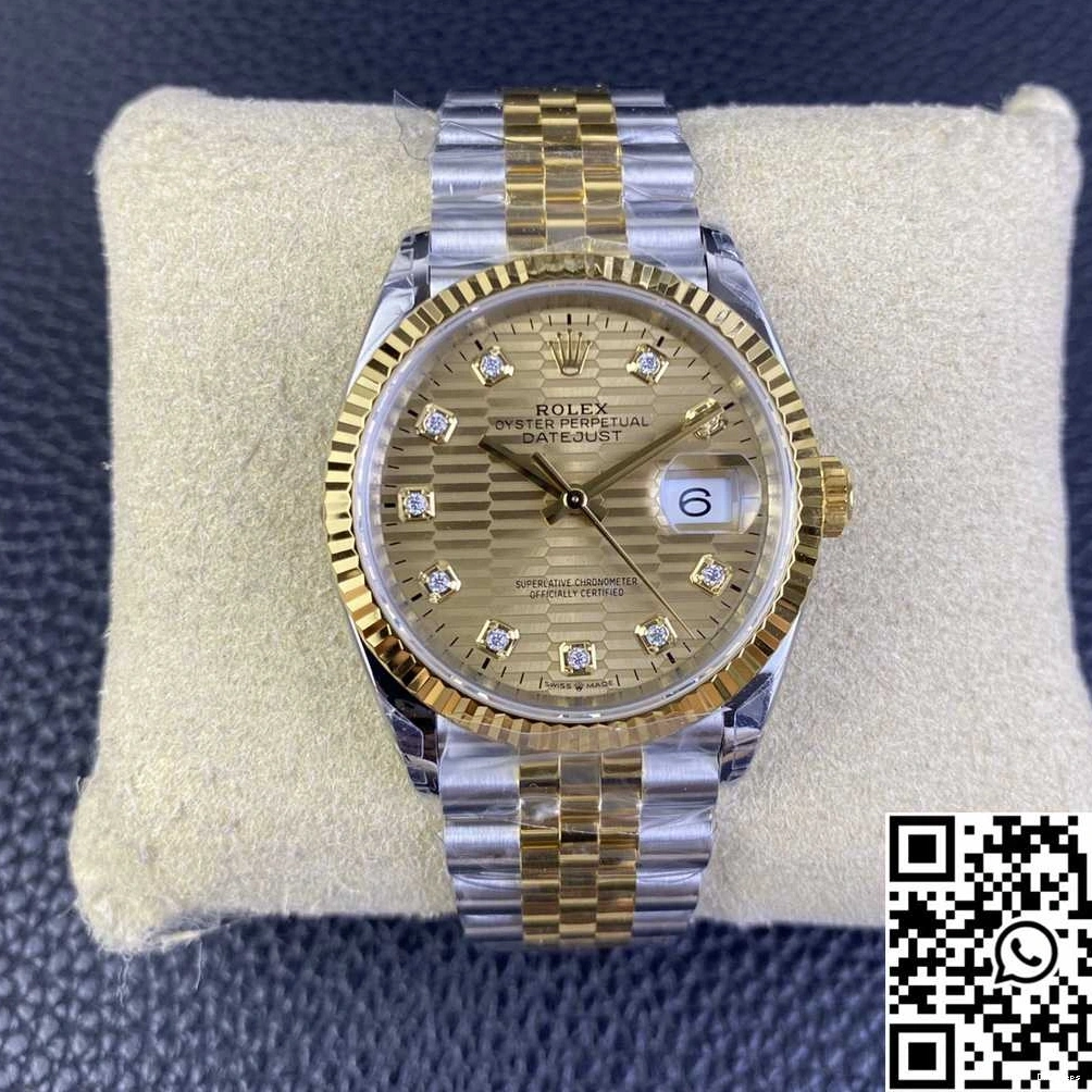 Rolex Motif Silver Dial M126233 Tone 36MM Datejust Diamond Hourmarker Factory Two VS 0410